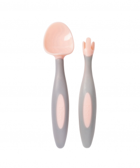 Toddler Fork & Spoon Cutlery Set - Tutti Fruiti Light Pink