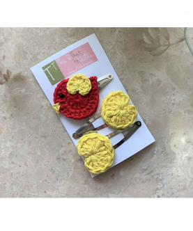 Bird And Heart Snap Clips - Red & Yellow
