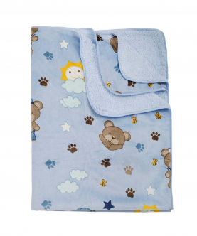 Baby Moo Pawsome Blue Double Sided Fur Blanket