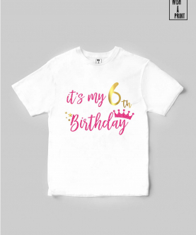Personalised Birthday Pink Gltter Print T-shirt