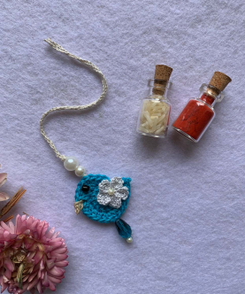Crochet Bird Girl Rakhi / Lumba - Blue