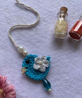Crochet Bird Girl Rakhi / Lumba - Blue