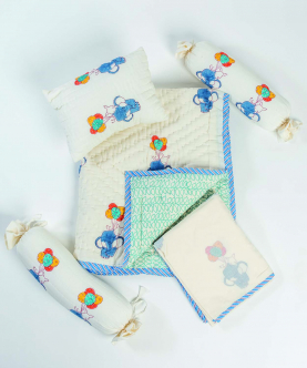 Elephant And Baloon Printed Baby Bed Set