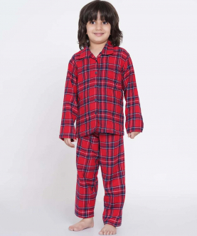 Berrytree Warm Night Suit Boys-Red Check