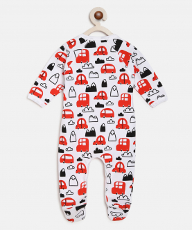 Organic Cotton Baby Romper Red Cars