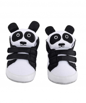 Baby Moo Panda Black Velcro Booties