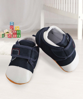 Baby Moo Casual Blue And White Velcro Booties