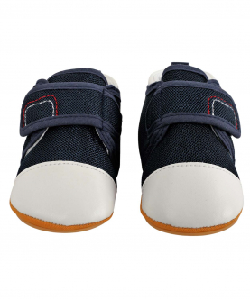 Baby Moo Casual Blue And White Velcro Booties
