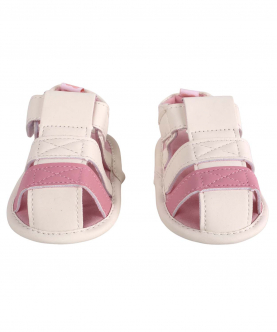 Baby Moo White And Pink Velcro Booties