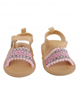 Baby Moo Embroidered Pink Sandals