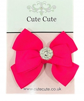 Pink Bow Tie Clip With Stone Studded 