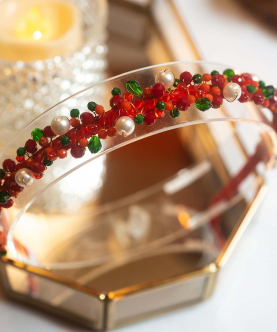 Christmas Jewels Beaded Hairband (Red,Green)
