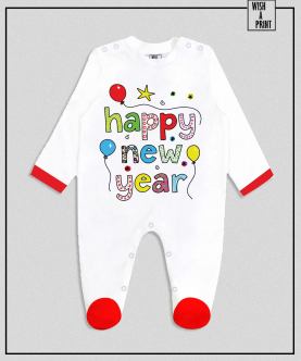 Happy New Year Balloon Romper With Colour Blocking