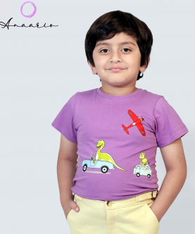 Cars With Animals T-Shirt,Purple