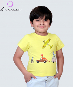 Cars With Animals T-Shirt,Yellow