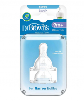 Dr Brown's Natural Flow Y-Cut Narrow Nipple (Clear, 9 M) -Set of 2