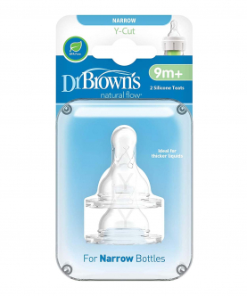 Dr. Brown's Natural Flow Narrow Neck Nipple (Pack of 2, White)