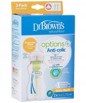 Dr. Brown's Options Plus Wide Neck Baby Bottle 270ml 2PK (270 ml, Pack of 1, White)