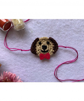 Crochet Dog Rakhi - Brown/Pink