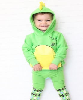 Dino Green with Yellow Spikes 3D Hoodie