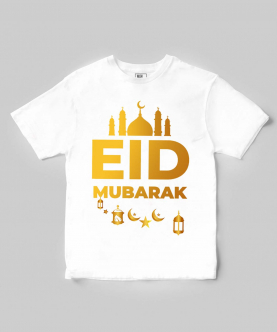 Personalised Eid Mubarak Golden Print T-shirt