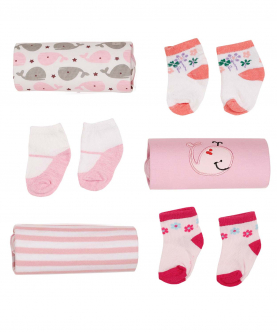 Baby Moo Whale Pink 6 Pcs Gift Set
