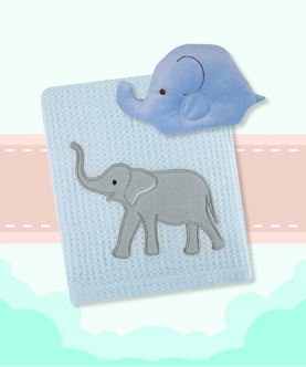 Baby Moo Snoozing Elephant Blanket And Pillow Gift Set