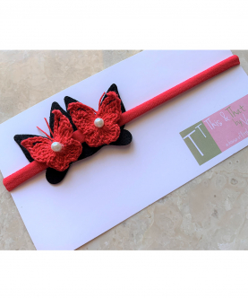 Felt Butterfly Soft Hairband - Red