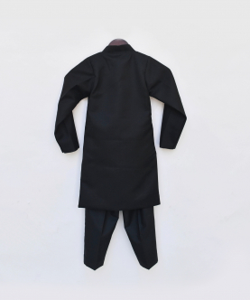 Black Ajkan With Initial And Pant