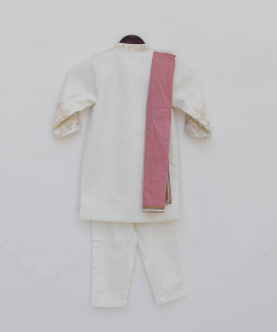 Off White Ajkan With Stole And Pant