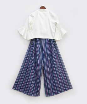 Tie Knote Top With Blue Stripes Pant