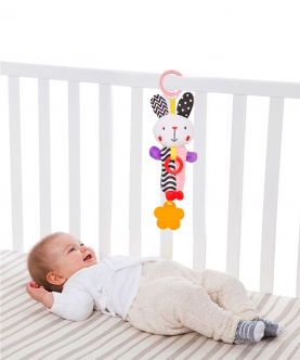 Baby Moo Quirky Bunny White Hanging Toy With Teether