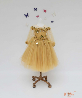 Golden Glitter Net Gown