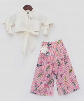 Off white Top With Pink Strips Pant