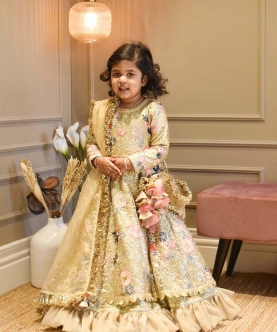 Golden Sequence Anarkali With Dupatta