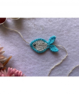 Crochet Fish Rakhi - Blue/Silver