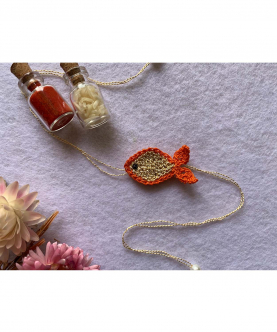 Crochet Fish Rakhi - Orange/Gold