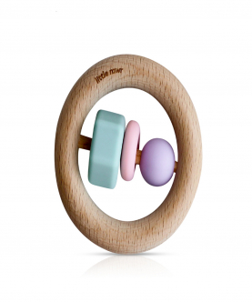 Wood + Silicone Bead O Shape Teether Toy