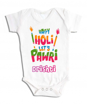 Personalised Happy Holi Lets's Party Romper