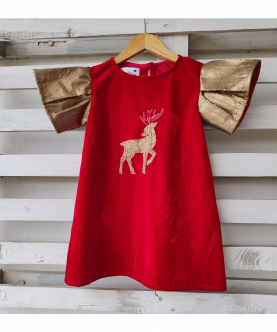 Reindeer Velvet Sequined Dress With Matching Facemask
