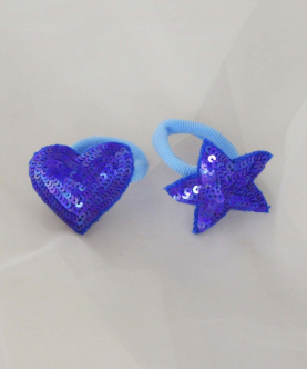 Heart-Star Clip Hair Ties,Blue