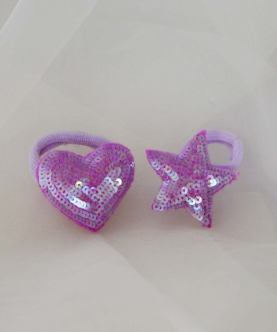 Heart-Star Clip Hair Ties,Purple