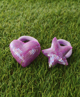 Heart-Star Clip Hair Ties,Purple