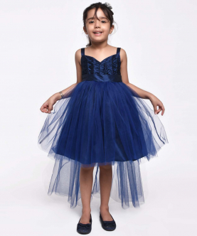 Partywear Dress With Tail-Blue