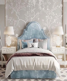 Mady Blue Double Bed With Head Board