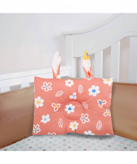 Baby Moo Floral Peach, White Double Sided Pillow