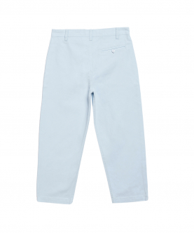 Powder Blue Slim Fit Cotton Chinos With Floral Detailing