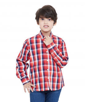 Multicolored Plaid Cotton Shirt With Button Down Collar