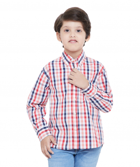Multicolored Plaid Cotton Shirt With Button Down Collar