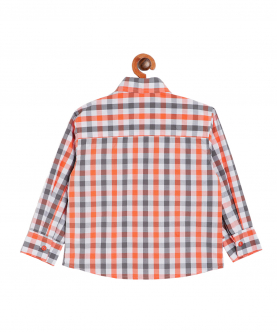 Orange And Grey Check Cotton Shirt